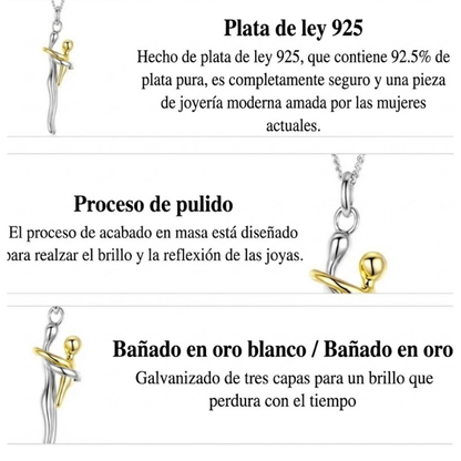 Collar amor de mamá en plata y oro